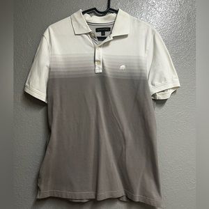 Men’s Banana Republic, white gray ombré polo shirt, preowned. Size Medium
